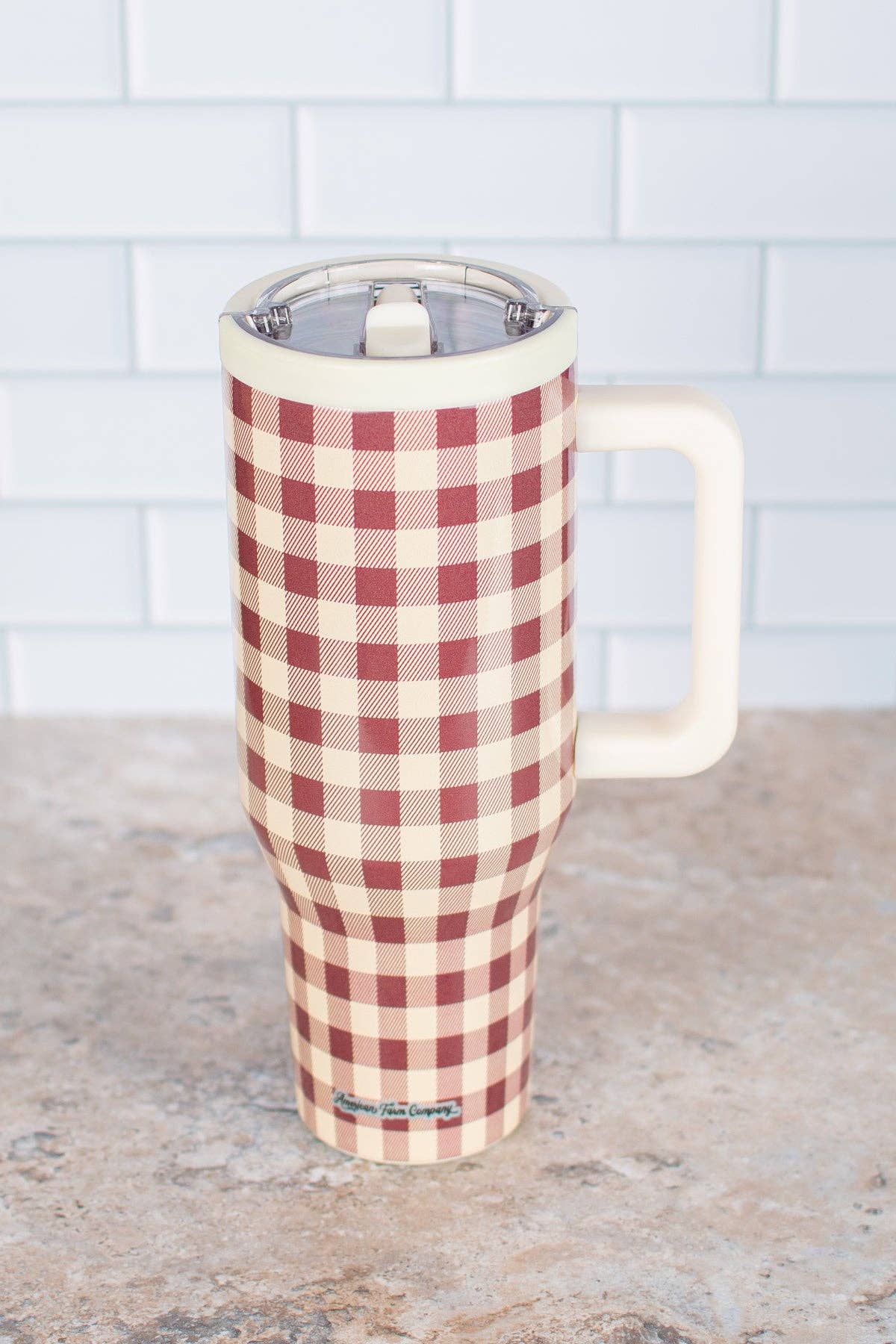 Cranberry Gingham 40oz Water Tank Tumbler