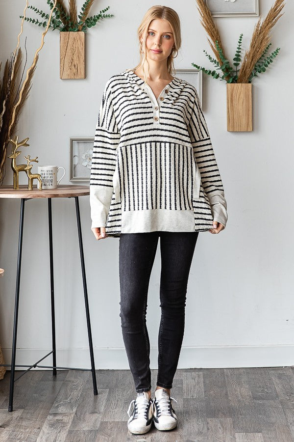 The Russell Striped Hoodie Top