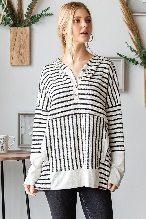 The Russell Striped Hoodie Top