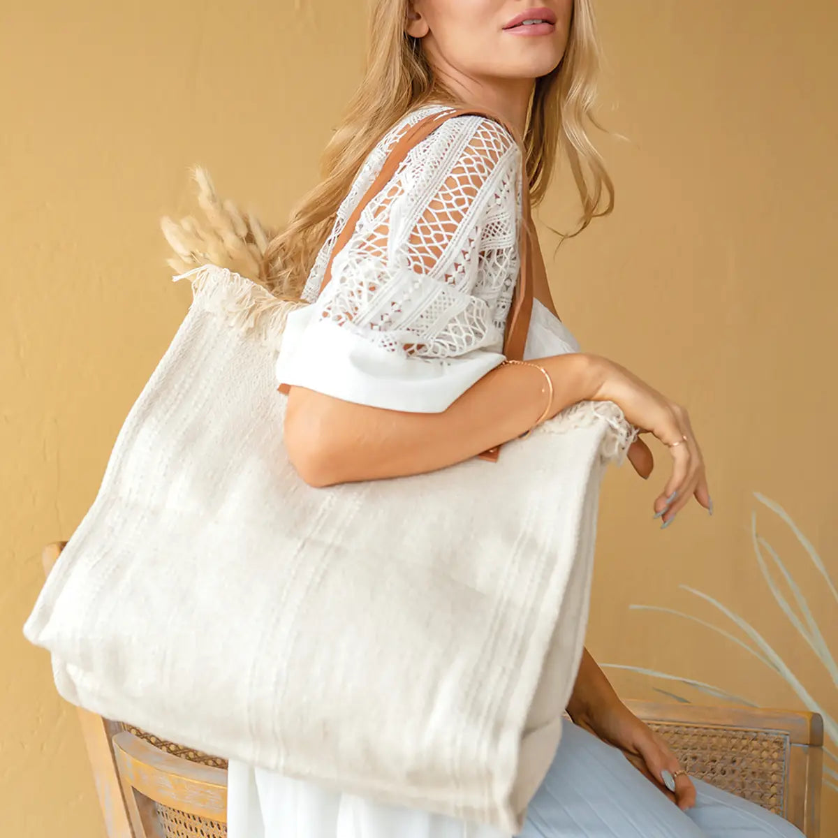 The Madison Handwoven Fringe Tote