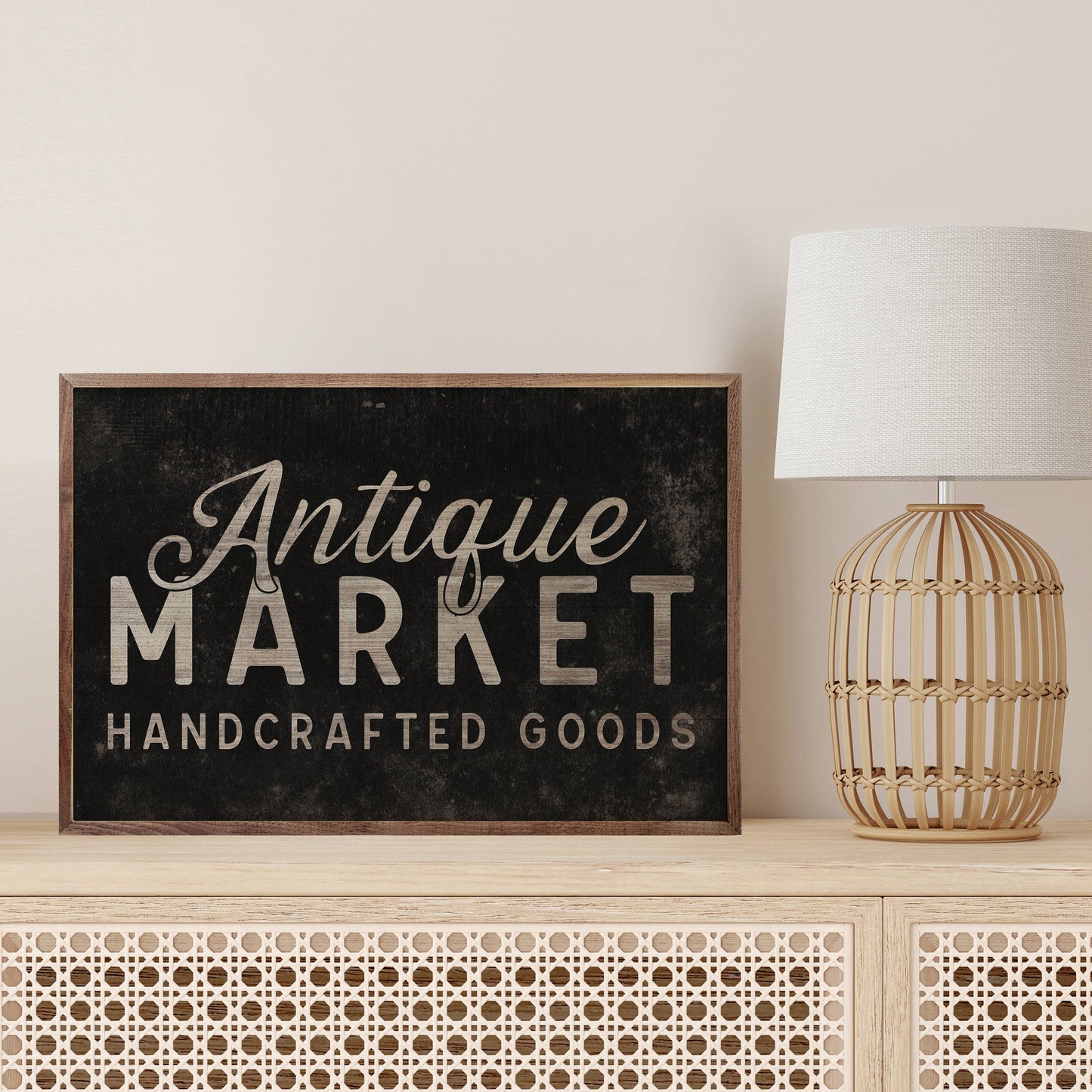 Antique Market Handcrafted Goods Black: 8x5