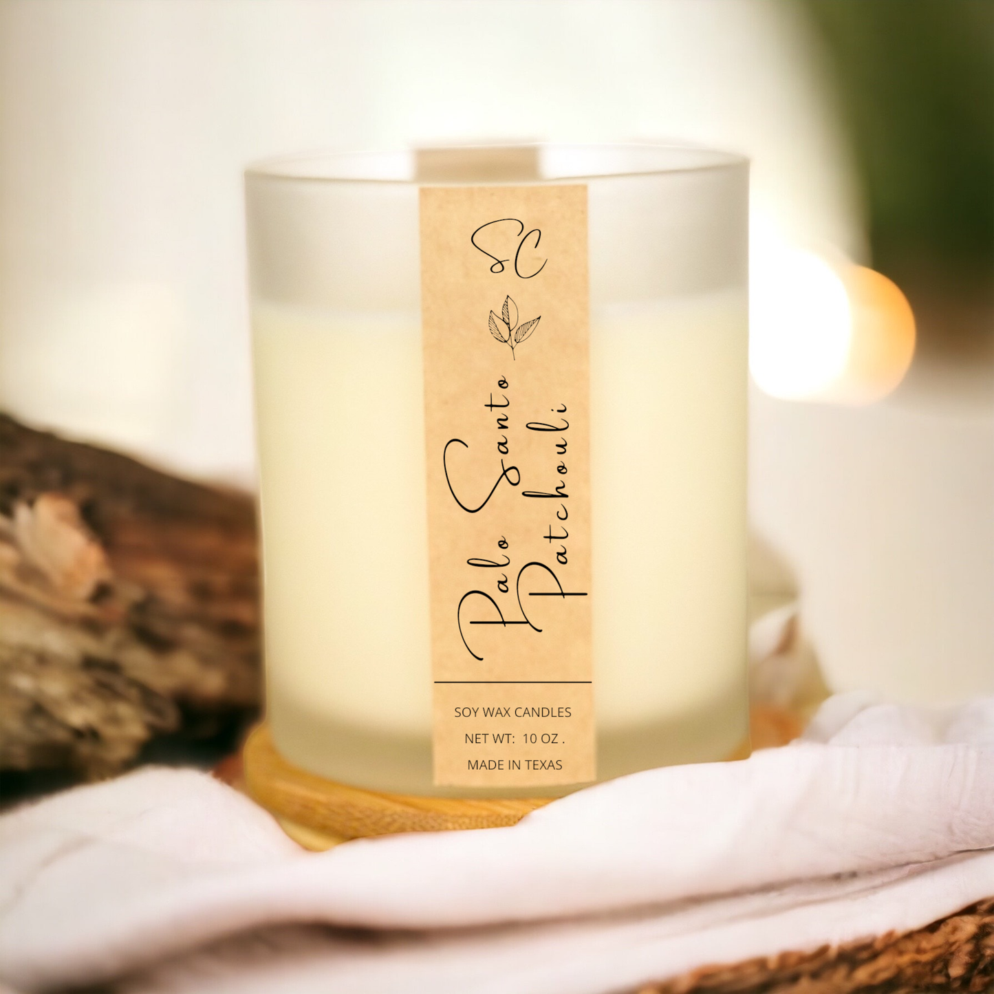 Palo Santo Patchouli Soy Candle, Luxury Large Candle 10 floz