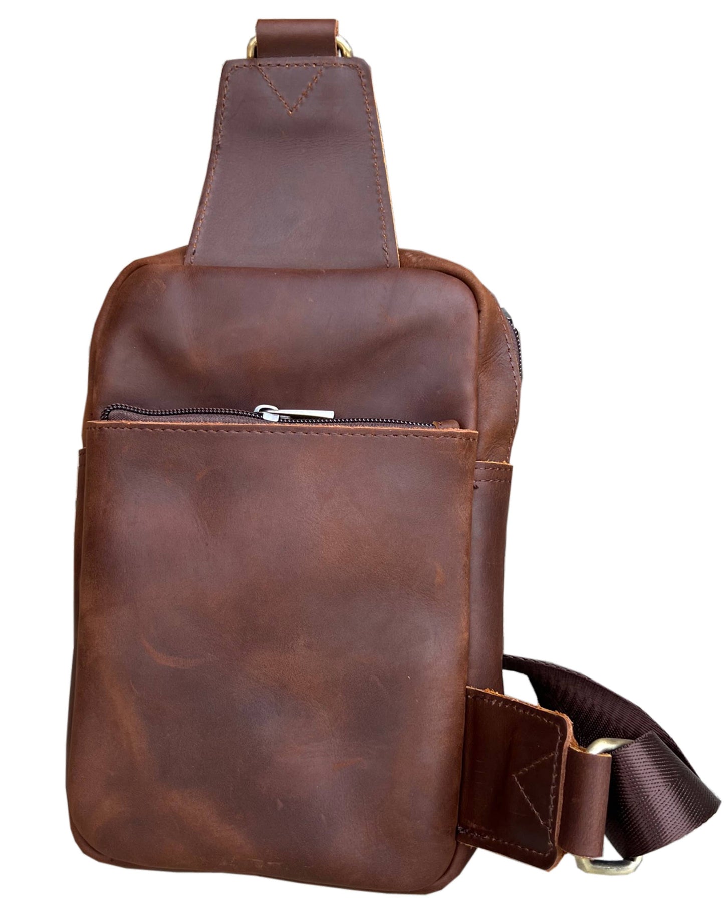 The Gia Leather Crossbody (Light brown)