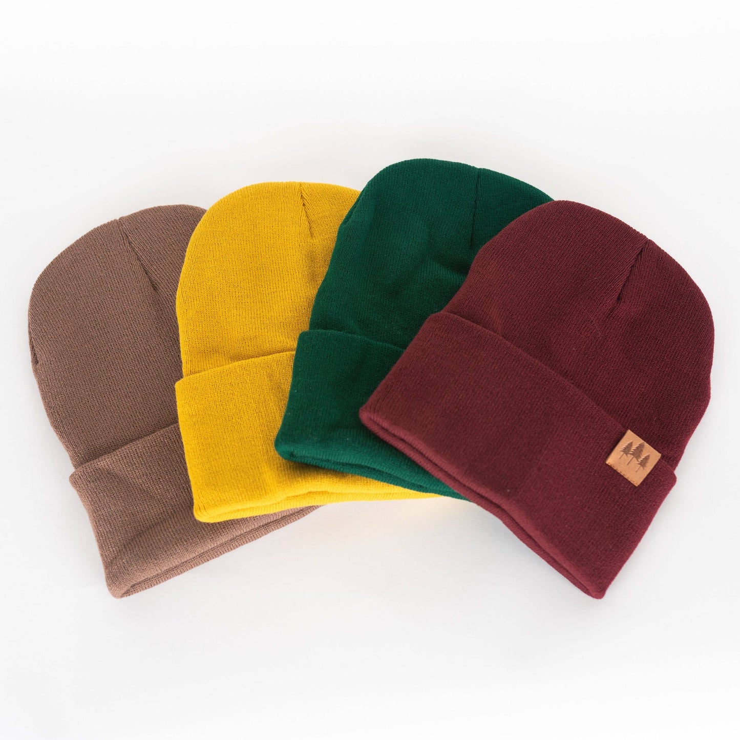 Three Tree Fold-over Beanie - Brown