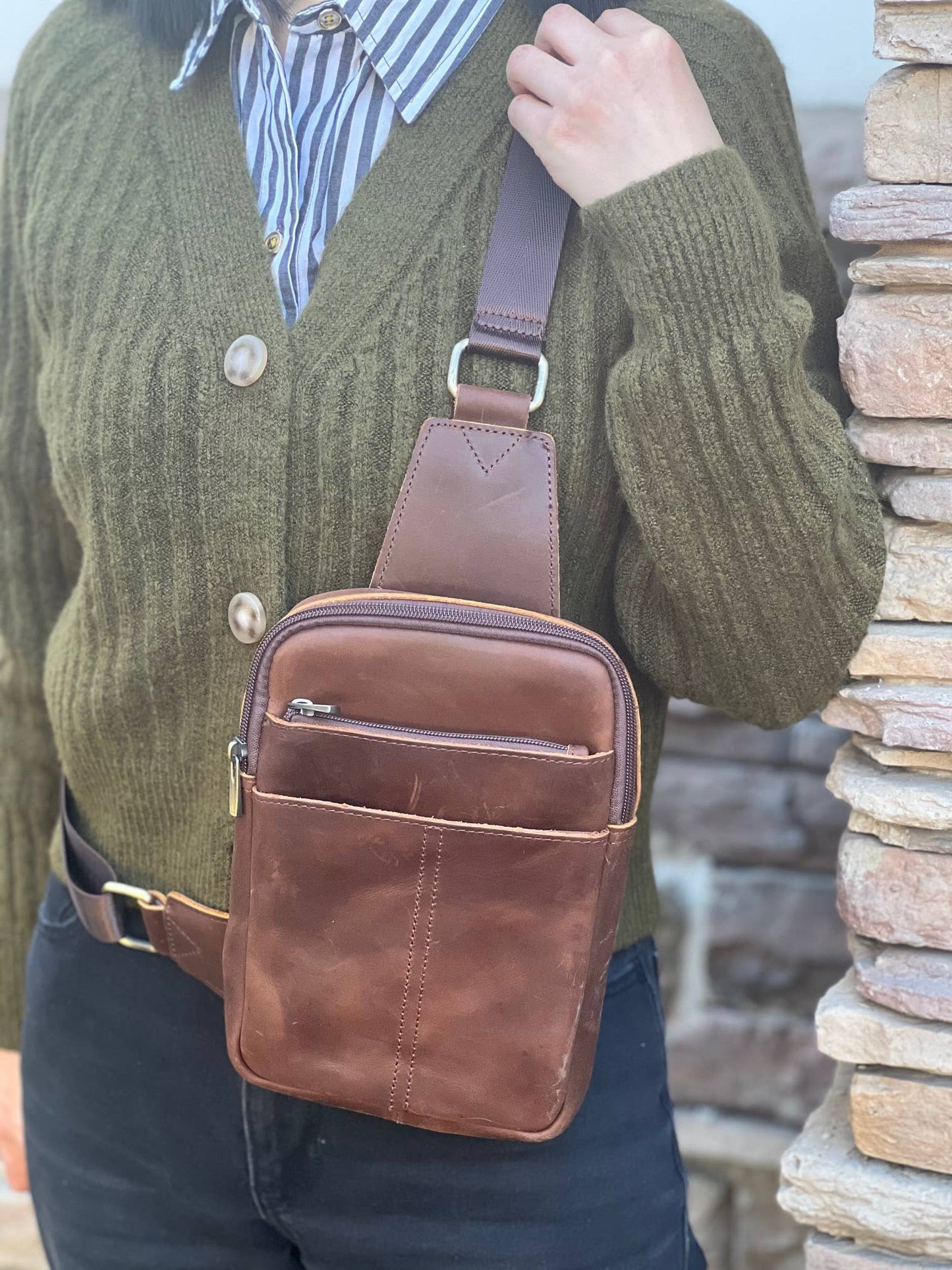The Marly Leather Crossbody (Dark Brown)