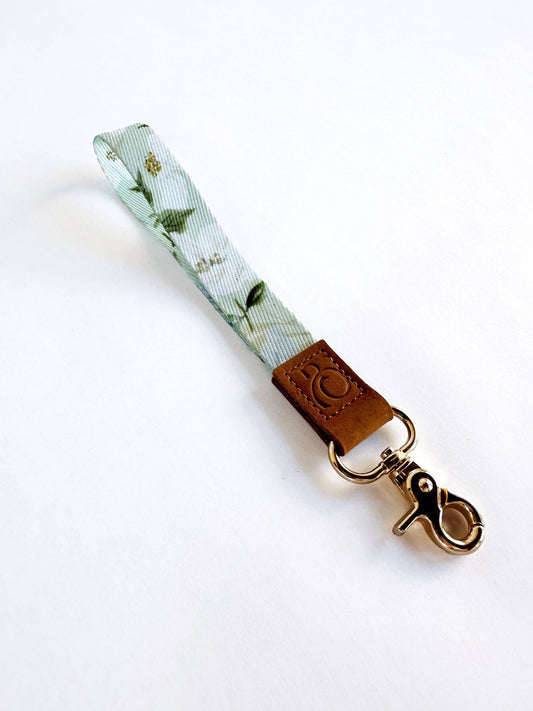 Keychain Lanyard: Green Floral