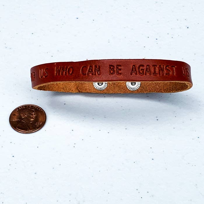 Romans 8:31 God is for Us Large Leather Bracelet