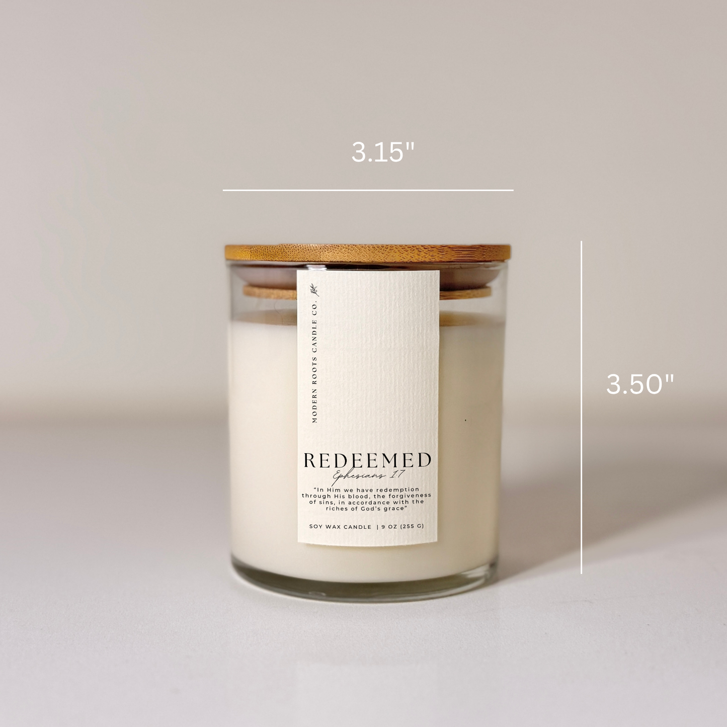 Redeemed | Eucalyptus & Mint | 9 oz. Clear Jar Soy Candle: No Lid