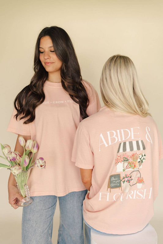 Abide and Flourish Floral Cart Tee