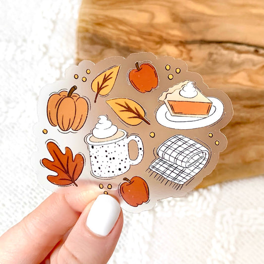 Clear Fall Favorites 3x3 in. Sticker