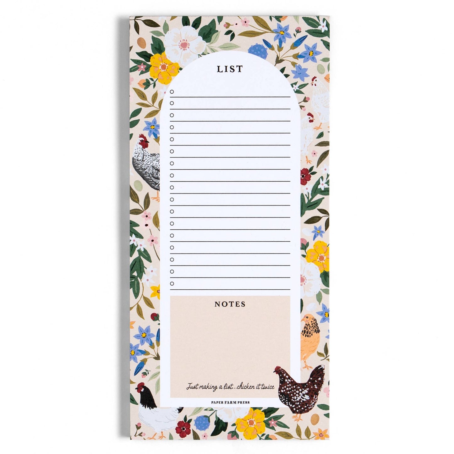 Chickens & Flowers Market List Notepad