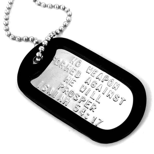 Dog Tag Silencer Necklace "Nothing Formed Against Me