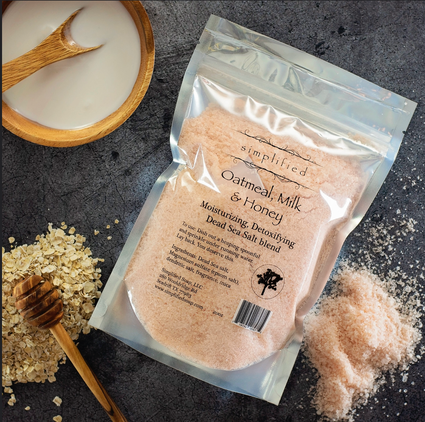 20oz Dead Sea Salt Bag: Oatmeal Milk & Honey