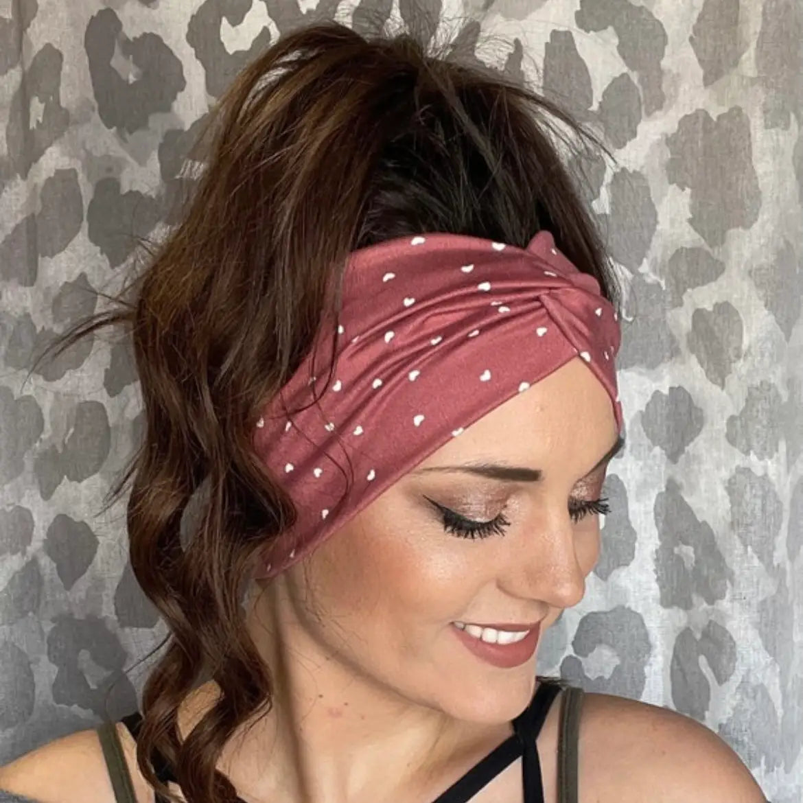 Women’s clay hearts wide twisted headband