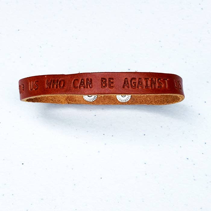 Romans 8:31 God is for Us Large Leather Bracelet