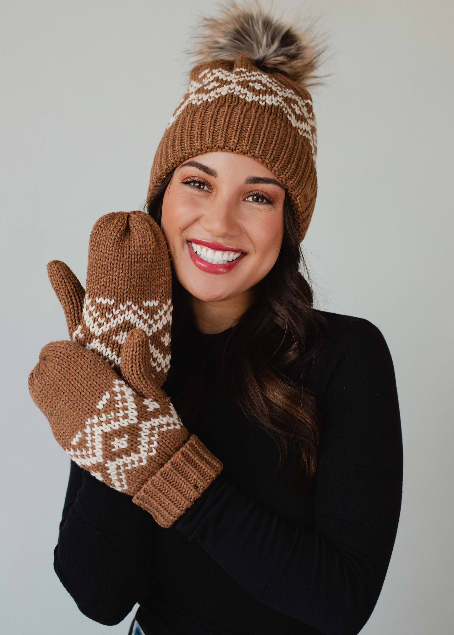 Brown & Speckled Patterned Mittens