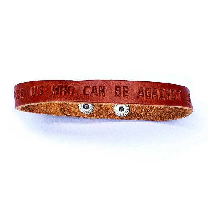 Romans 8:31 God is for Us Large Leather Bracelet