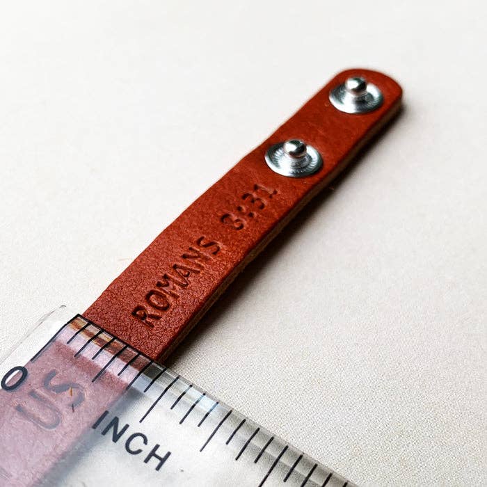Romans 8:31 God is for Us Large Leather Bracelet