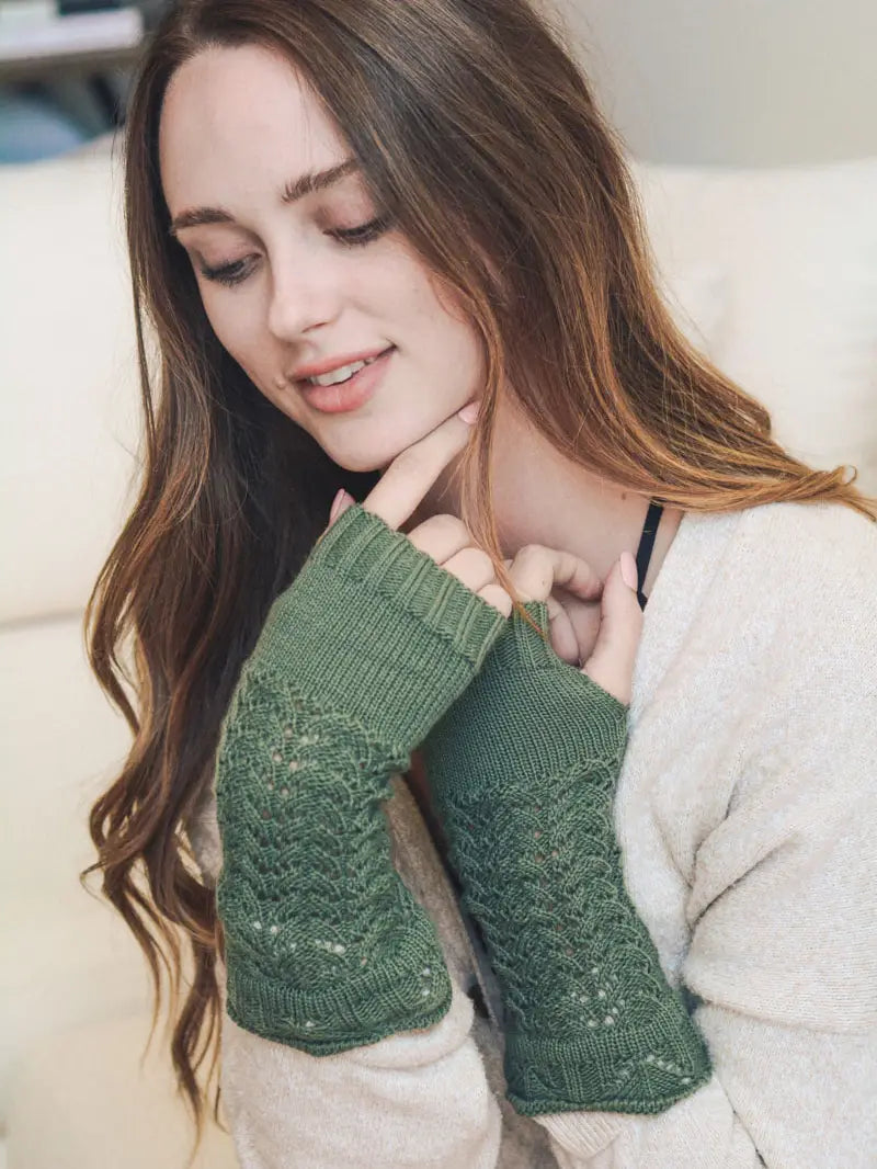 Knitted Arm Warmers - Sage