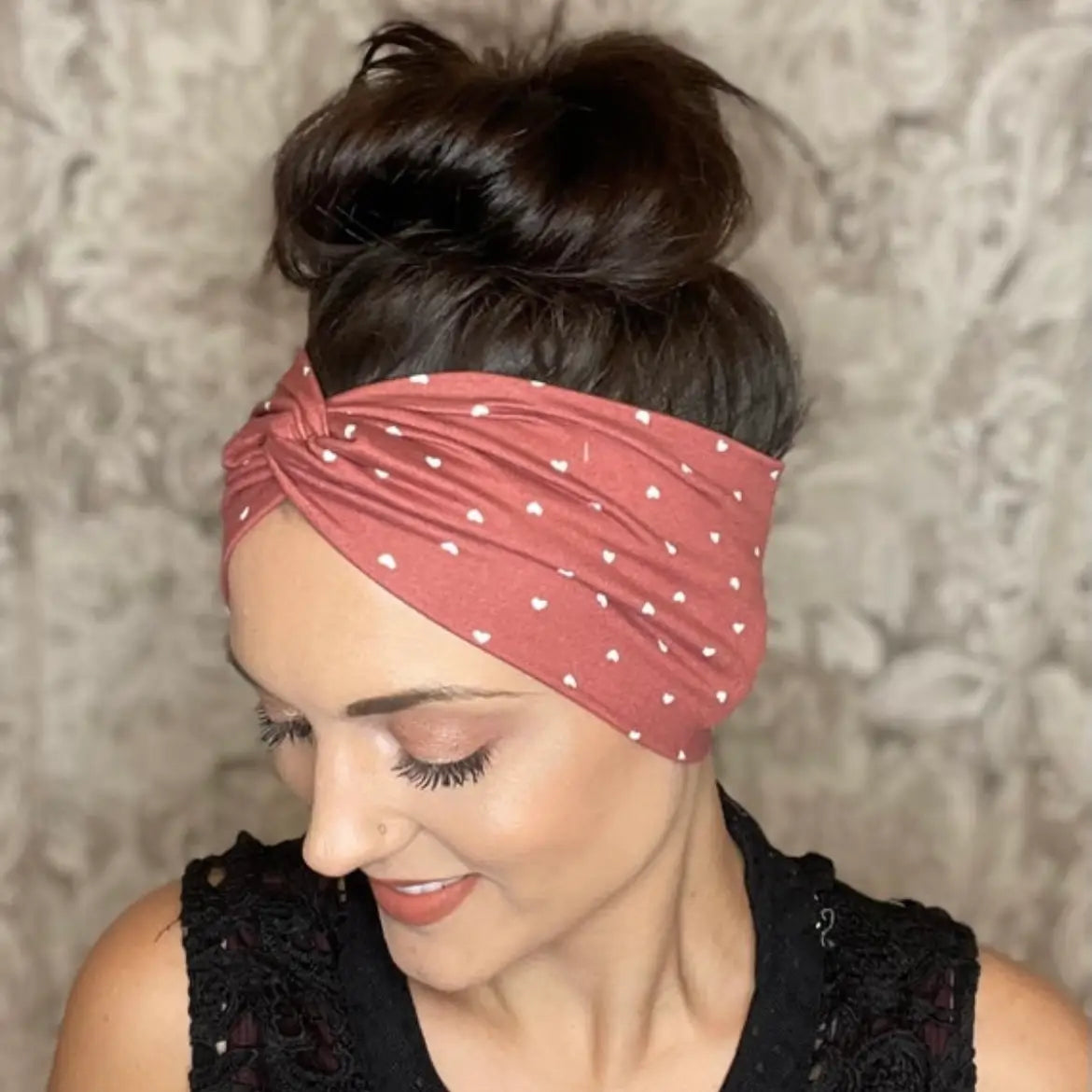 Women’s clay hearts wide twisted headband