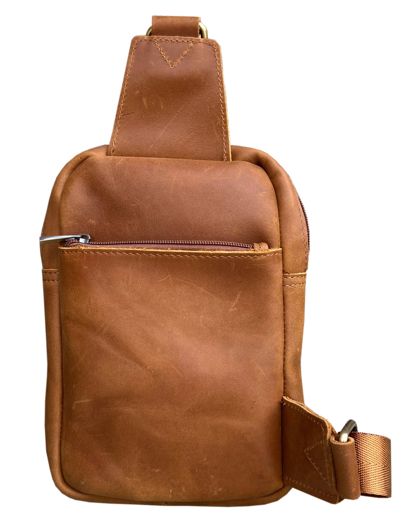 The Gia Leather Crossbody (Light brown)