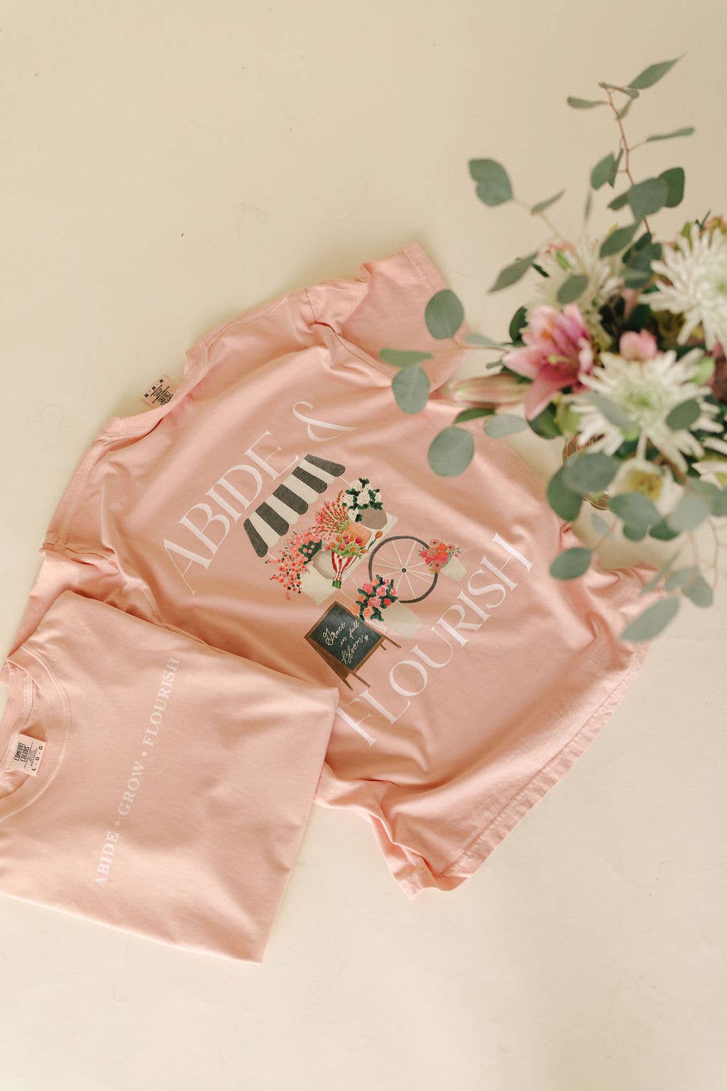 Abide and Flourish Floral Cart Tee
