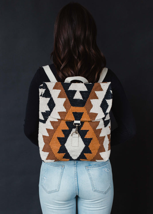 Cream, Black, Brown & Tan Aztec Backpack