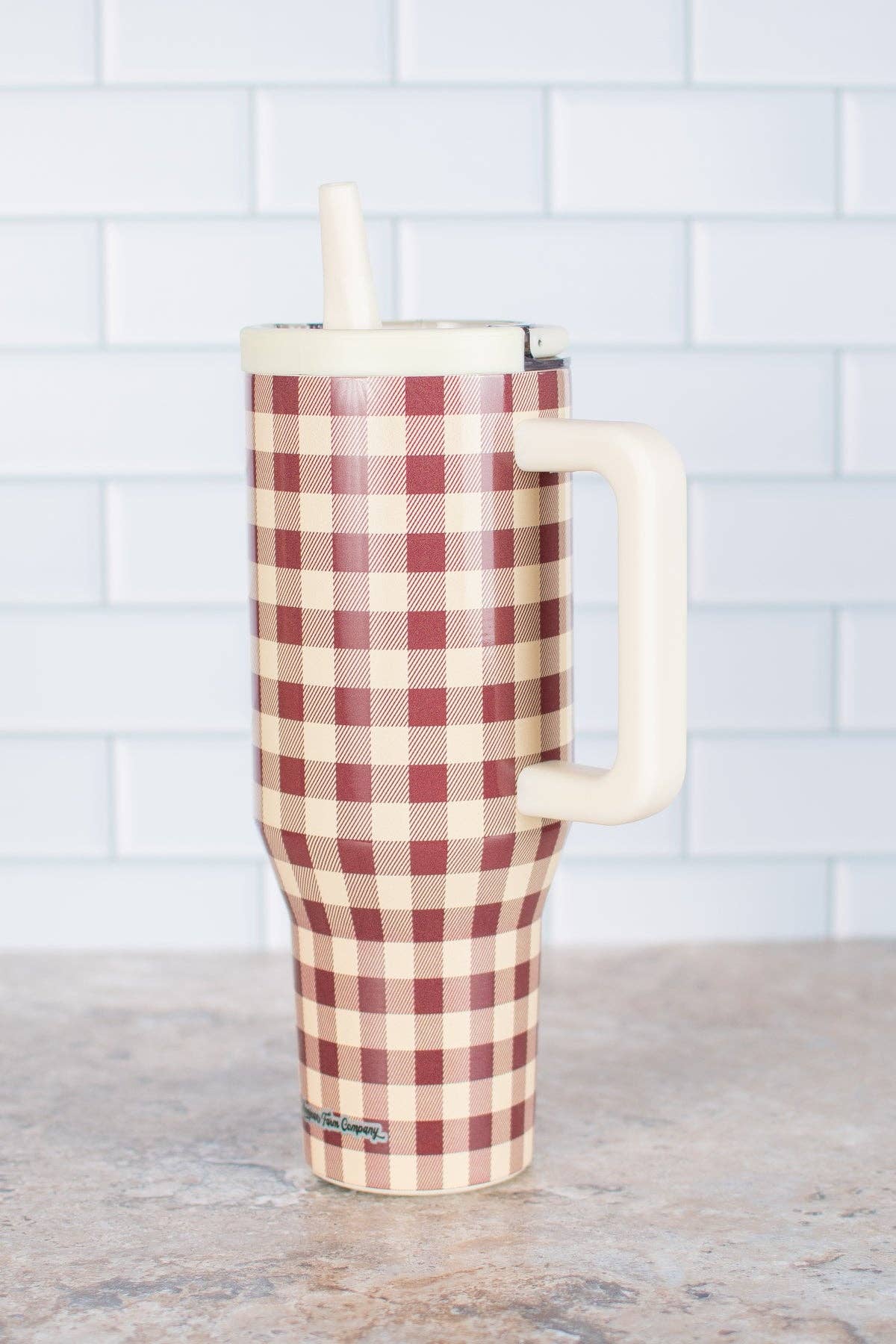 Cranberry Gingham 40oz Water Tank Tumbler