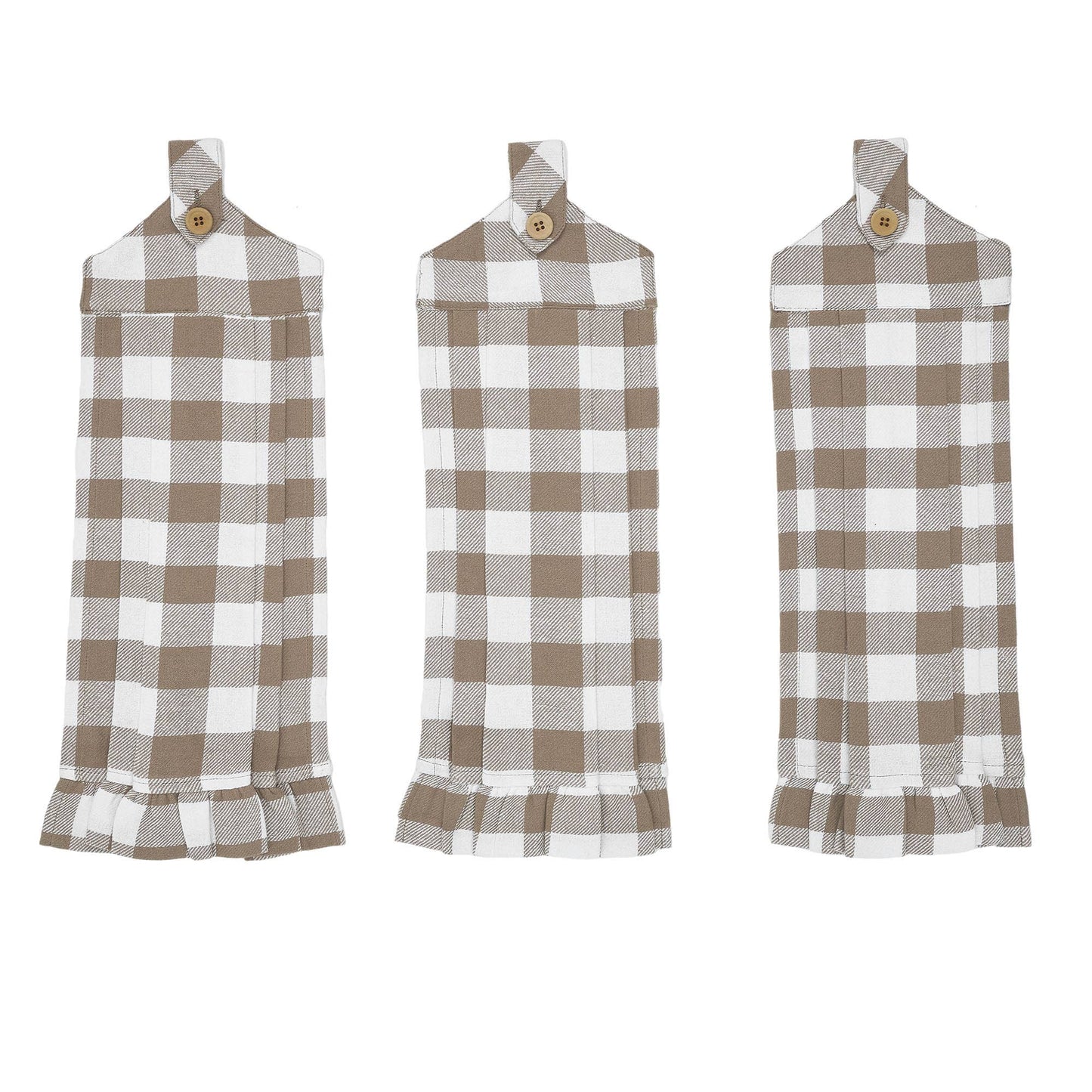Annie Buffalo Check Portabella Button Loop Tea Towel