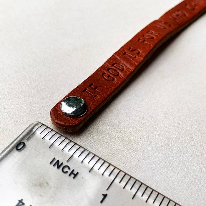 Romans 8:31 God is for Us Large Leather Bracelet