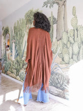 Load image into Gallery viewer, Frayed Border Bohemian Ruana - Brown
