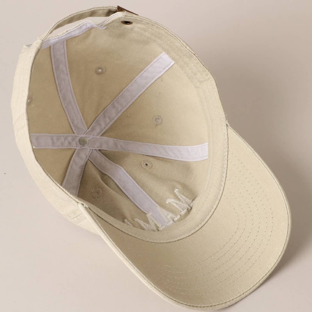 MAMA Embroidered Cotton Baseball Cap: ONE SIZE / SAND