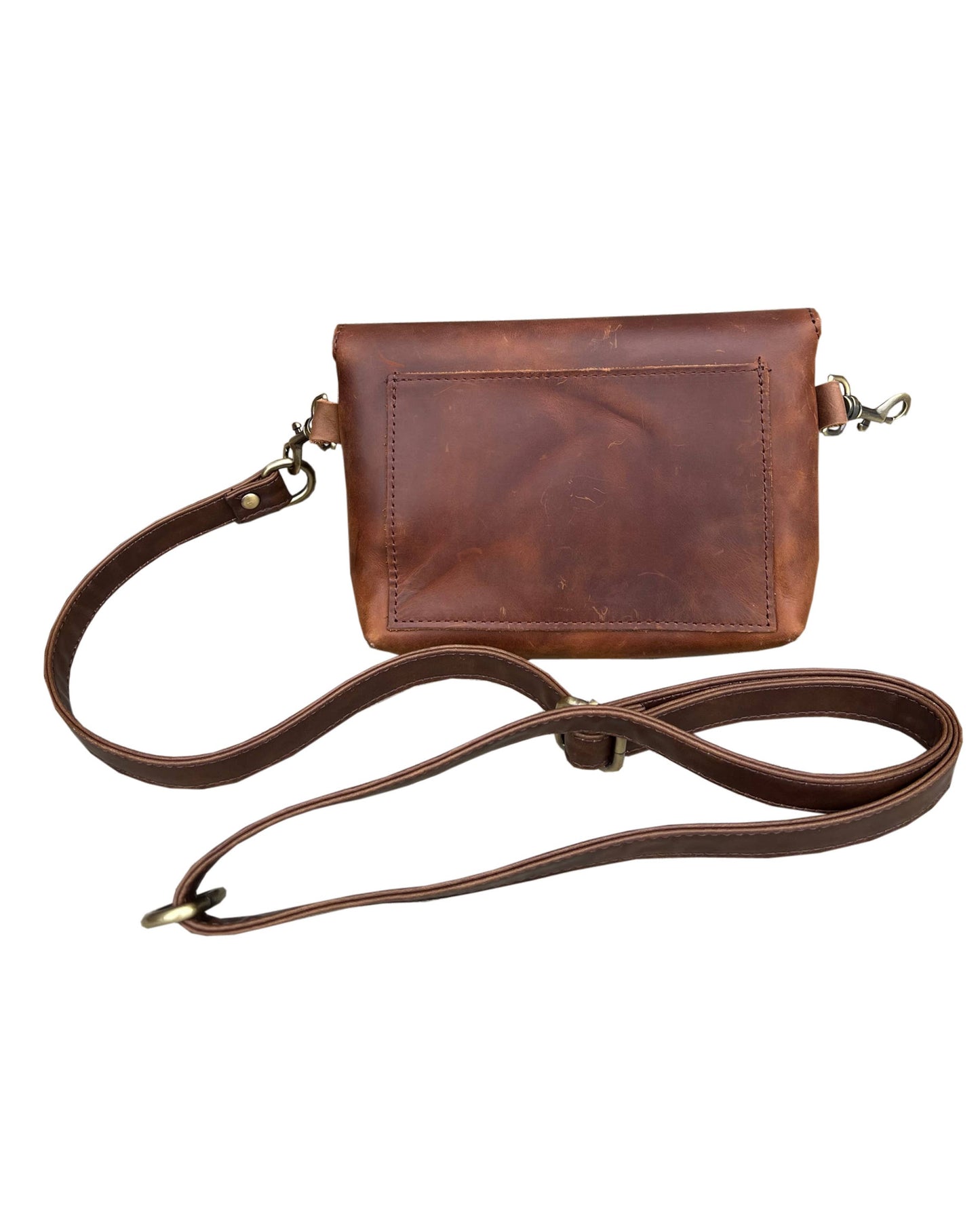 Crazy horse genuine leather crossbody: Brown