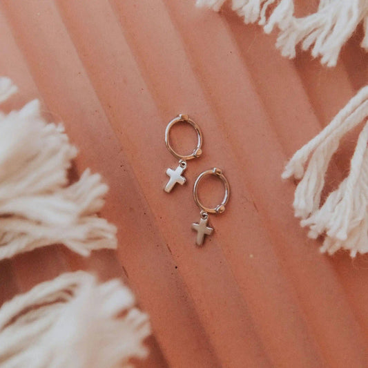 Cross Hoops: Gold