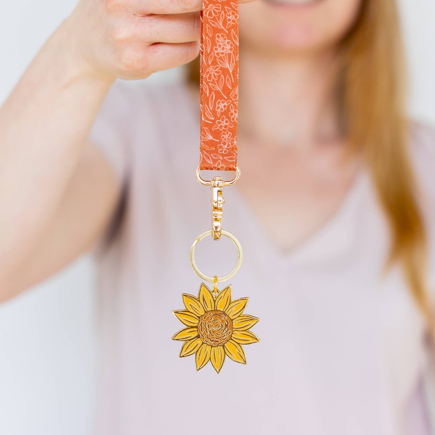 Terracotta Floral Wristlet Keychain