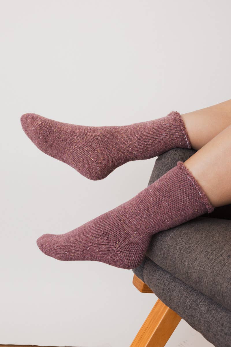 Thick Knit Crew Socks - Mauve