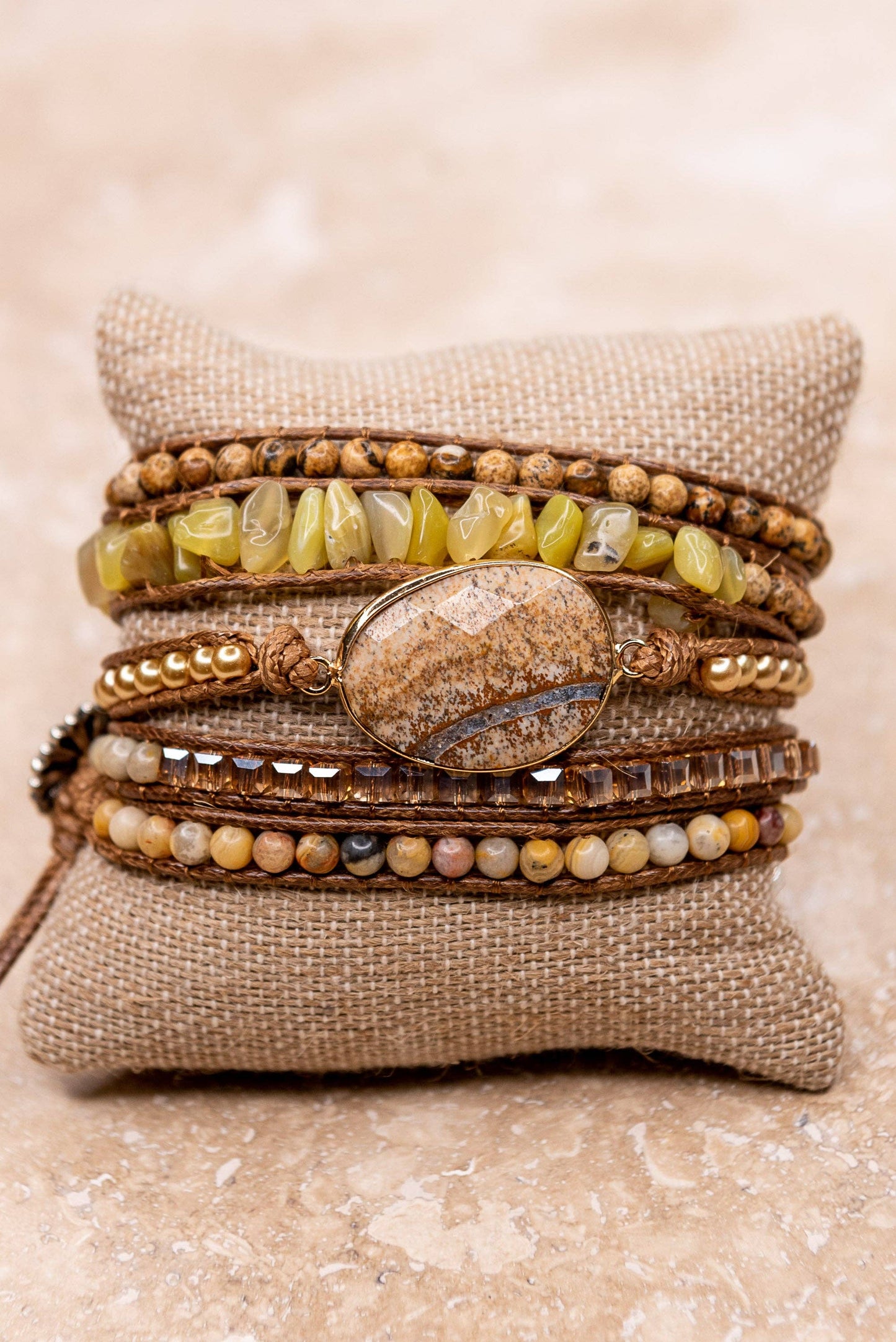 Kelly Wrap Bracelet: Jasper/Brown