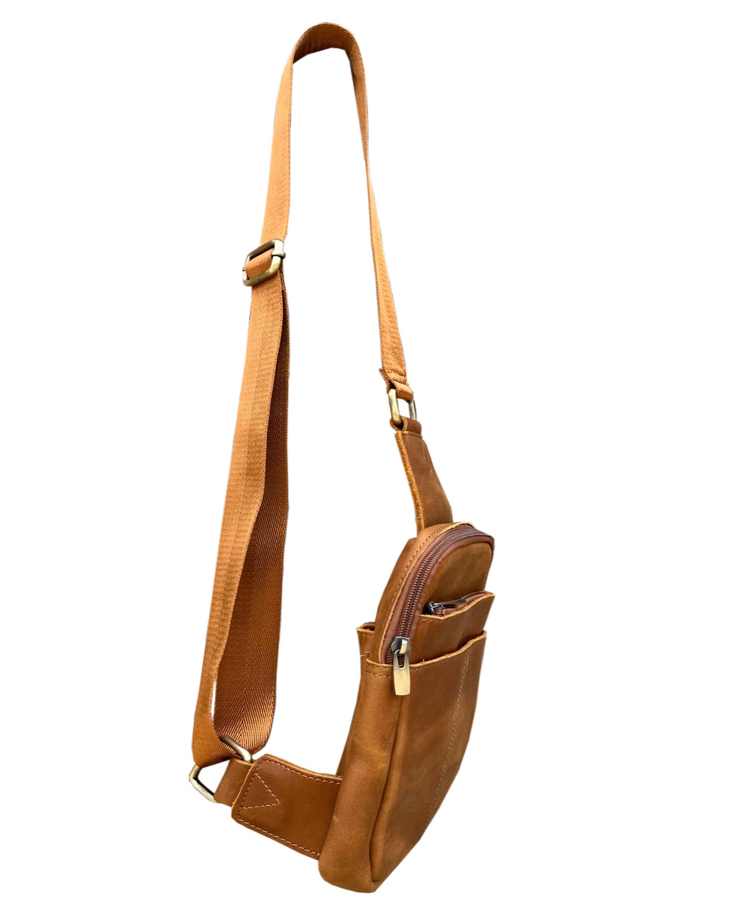 The Gia Leather Crossbody (Light brown)