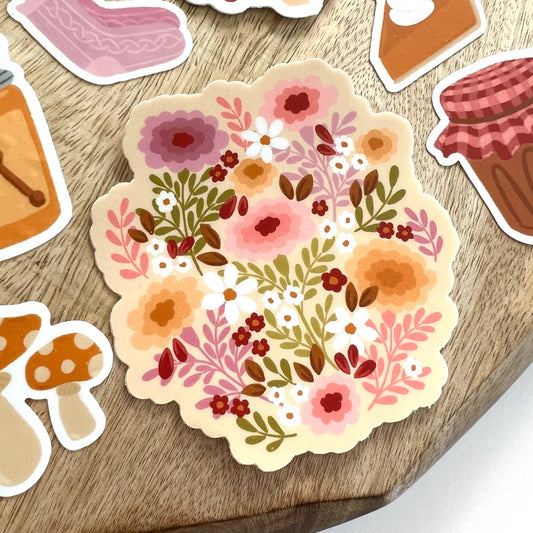 Cottage Core Flowers Sticker, 2.9x3 in.