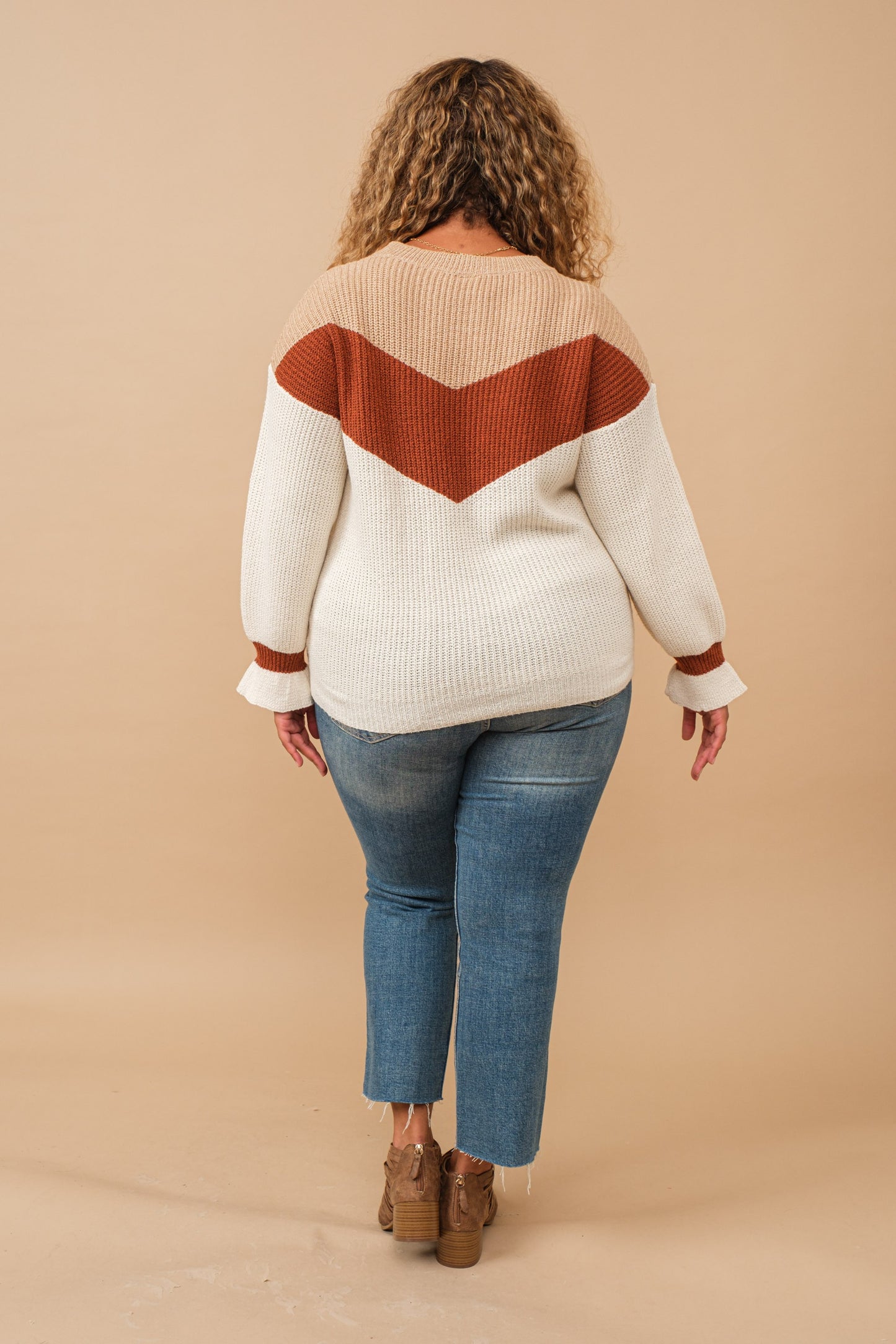 The Tiffany Chevron Color Block Ribbed Knit Sweater