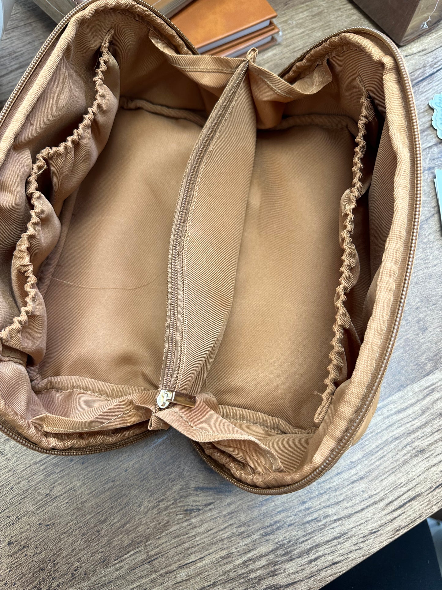 Tan Travel Toiletry Bag