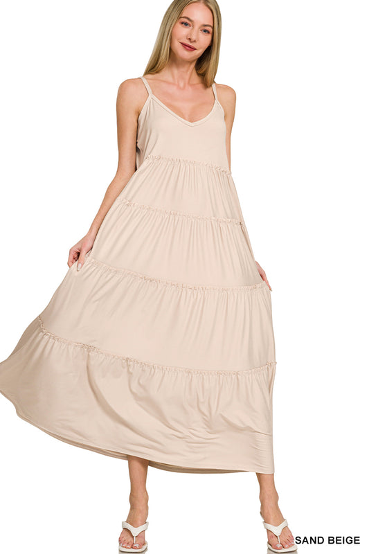 Tiered Maxi Dress - Sand Beige