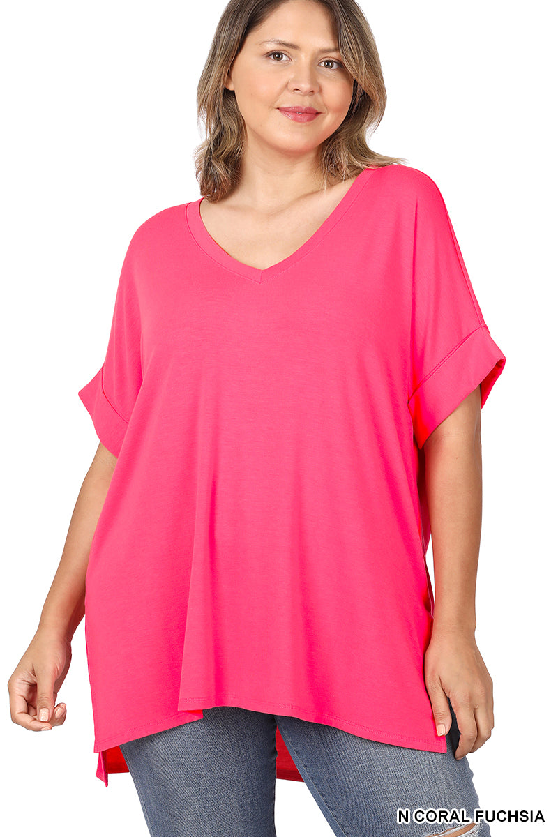 Zenana high low hem top - Hot Pink (S-3X)