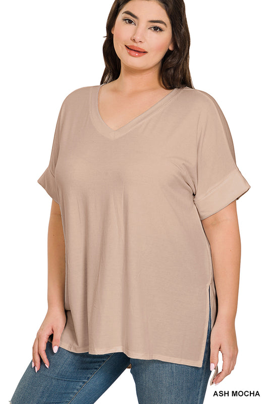 Zenana high low hem top - Ash Mocha (S-3X)