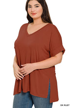 Load image into Gallery viewer, Zenana high low hem top - Dk Rust (Small-3X)
