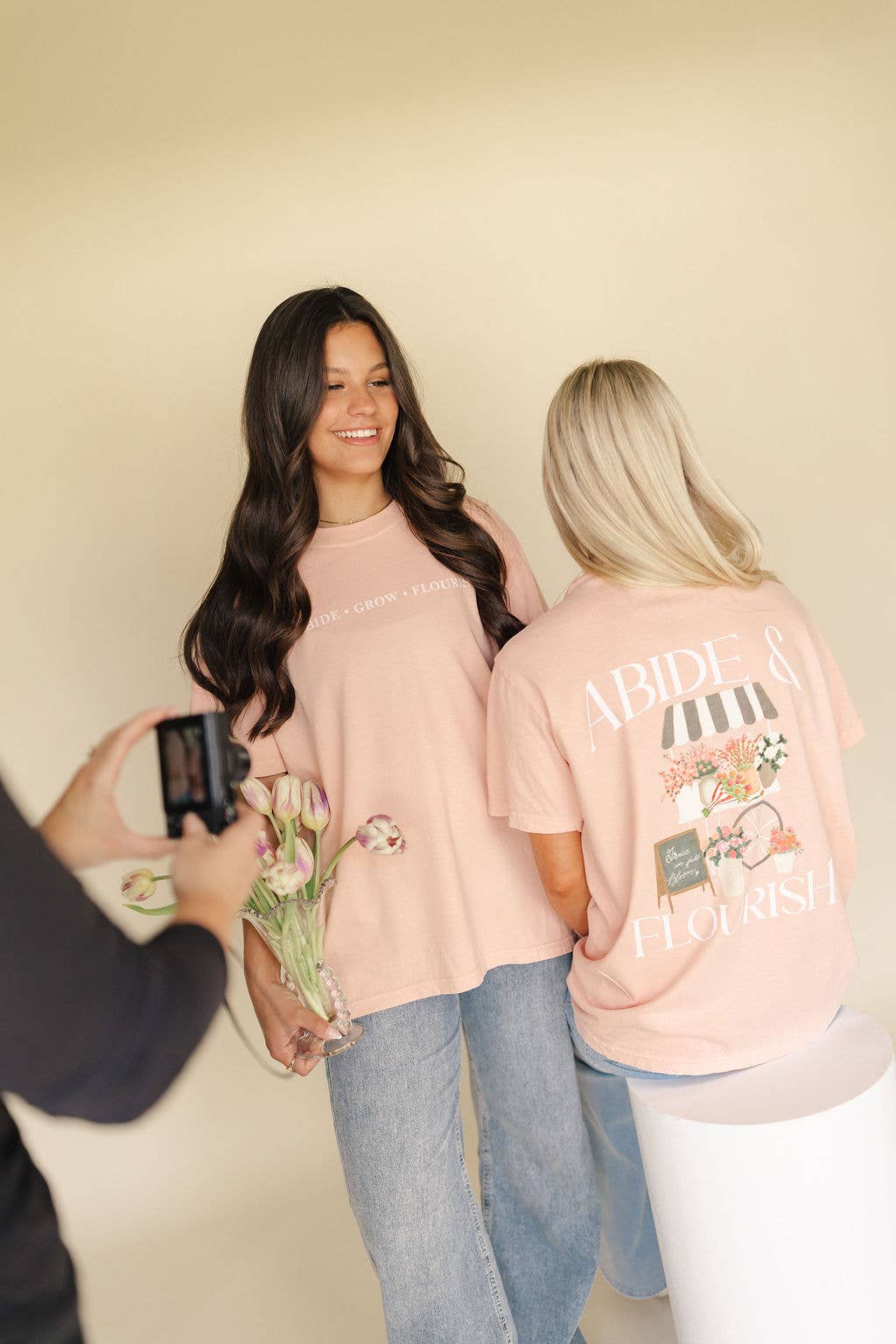 Abide and Flourish Floral Cart Tee
