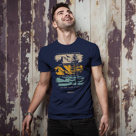 Men's T-Shirt Lift My Eyes Up: Navy (Small-3X)