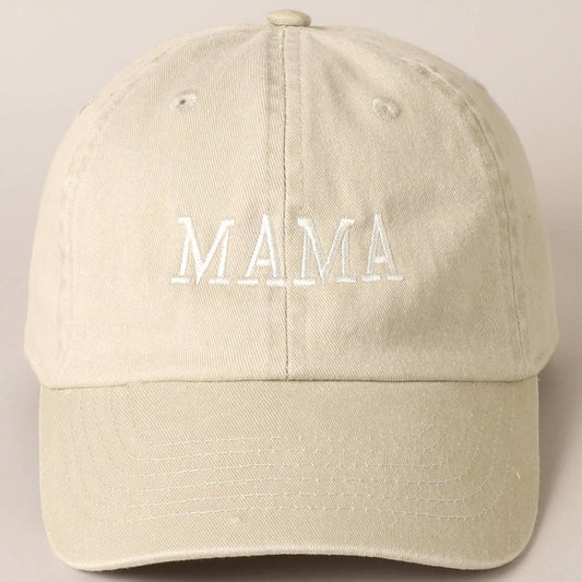 MAMA Embroidered Cotton Baseball Cap: ONE SIZE / SAND