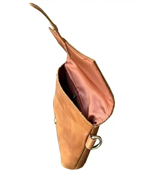 The Madeline genuine leather crossbody: Light Brown