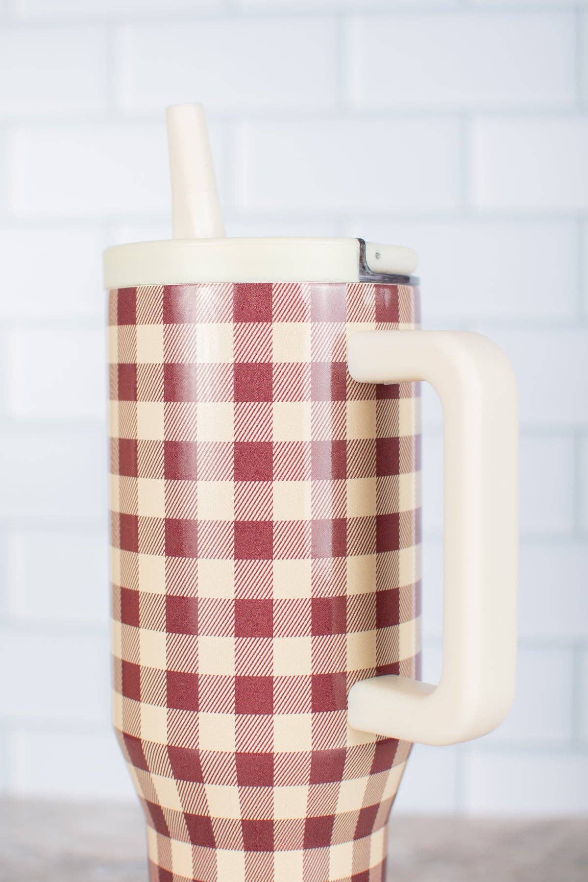 Cranberry Gingham 40oz Water Tank Tumbler